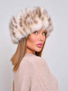 Leopard Print Mongolian Hat Women's Warm Fashion Autumn/Winter Bucket Hat Plush Hat - Leopard Brown - View 6