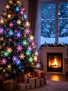 USB Powered Snowflake Curtain Icicle Lights, 8 Lighting Modes, Decorative String Light For Christmas Wedding Party Shop Window Home - Snowflake Curtain Lights - View 7