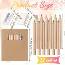 somoving 1set Mini Drawing Class Colored Pencil Bulk 3.5 In Back To School Supplies Portable Short Fat Per Set 12 Different Color Pencil With Sharpener Eraser Pen For Christmas Favors - Multicolor - View 5