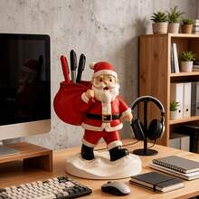 1PC-Christmas Resin Santa Claus Sculpture Ornament, Home & Office Desktop Multi-Functional Storage Decor, Desktop Office Holiday Decoration, Christmas Gift For Family - Multicolor - View 6