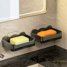 Luxury Wall-Mounted Double Layer Soap Holder, No-Drill Drainage Soap Rack, Bathroom Wall Soap Storage Organizer, 2 Hooks Included - Multicolor - View 6