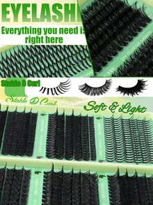 Multi-Box Large Capacity Eyelash Book, DD Curl Cluster False Eyelashes, Reusable Large Size And Affordable, New DIY False Eyelashes, Soft And Fluffy, 3D False Eyelashes, Suitable For Makeup, Eyelash Extensions, Short Eyelashes, Black DIY Eyelashes Suitable For Home Use DIY Eyelash Extension Kit. - DD - View 5