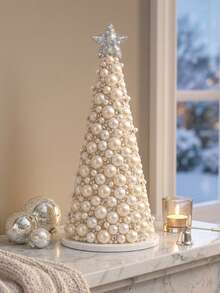 DIY Christmas Tree Making Kit, Beaded Pearl & Rhinestone Craft Set With Foam Cone Bases, Handmade Holiday Tree Decoration Supplies For Adults, Sparkling Tabletop Ornament, Christmas Party & Home Decor - Standard - View 8