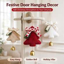1pc Random Style Christmas Hanging Ornament, Cozy Plush Tree Bell, Pine Cone Bell And Candy Cane Pendant, Vintage Holiday Decoration, Suitable For Christmas Tree, Door, Backpack, Holiday Small Gift - Multiple Styles - View 3