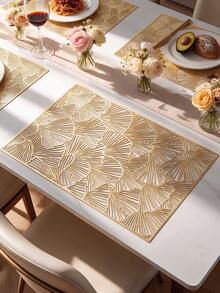 8pcs, Gold Rectangular Hollow PVC Placemats, Washable Table Decor Mats, Non-Slip Odorless Tableware Mats, Breathable Heat Dissipation Western Style Mats, Suitable For Restaurants, Cafes, Homestays, Applicable For Festivals, Parties, Gatherings, Birthdays, Weddings, Dinner Parties. - Multicolor - View 6