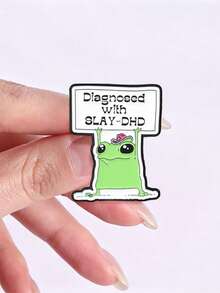 Funny Frog Enamel Pin With Slogan Sign, Cute Cowboy Hat Frog Brooch For Backpack Clothes Decoration - Green - View 7