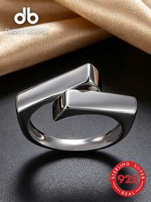 1pc S925 Sterling Silver Modern Geometric Ring, Fashion Jewelry, Intertwined Square Design Finger Ring, Women's Birthday Jewelry Gift - Geometric Ring - View 3