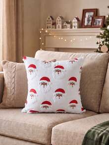 1pc Tufted Embroidered Santa Claus Pillow Case, Sofa Decorative Throw Pillow Cover, Holiday Party Decoration Pillow Case Santa Claus - Multicolor - View 3