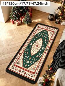1pc Christmas Green Bohemian Floral Pattern Kitchen Mat, Soft Touch Absorbent Home Entrance Hallway Rug, Easy To Clean Washable Area Rug, Kitchen Runner Carpet, Suitable For Kitchen, Bathroom, Entrance, Laundry Room, Hallway, Bedroom, Living Room Decor, All Season, Great Gift - View 11