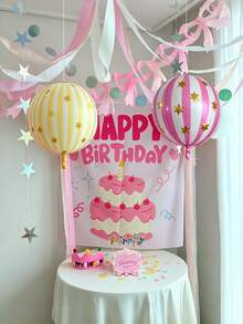 Pink Crown Number Balloon Set, 40 Inch 1-9 Pink Crown Number Balloons, 28 Inch Pink Birthday Photo Frame Balloon, 22 Inch Pink & Yellow 4D Foil Balloons, With Macaron Color Tassel Garland, Birthday, Wedding, Bachelorette Party Decoration Props - Pink Crown Number Balloon Set - View 7