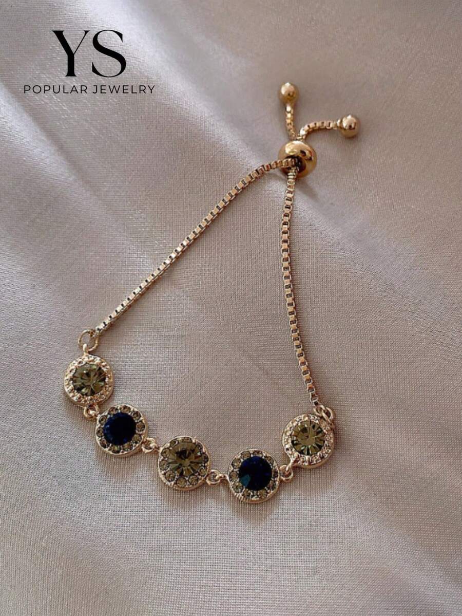 1pc Rhinestone Bracelet, Elegant Casual Women's Jewelry, Suitable For Daily Wear - Multicolor - View 1