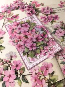1 Paket 20 buah Stiker Dekoratif Ranting Bunga Merah Muda PET untuk Scrapbooking - Satu-Ukuran - View 4
