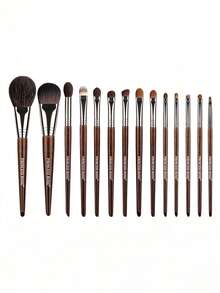 Princess Rose 14pcs Animal Hair Makeup Brush Set Professional Eyeshadow Brushes Makeup Artist Recommended Fluffy Face Brushes Full Set Portable - Brown - View 6