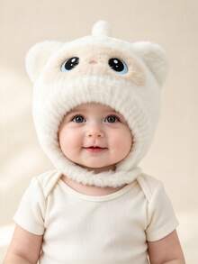 Cute Baby Hat, Thick Knitted Plush Earflap Beanie For Autumn/Winter, Unisex Baby Woolen Cap - Multicolor - View 3