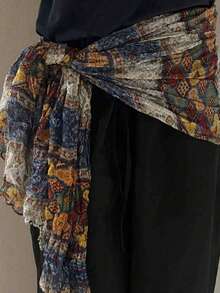1pc Vintage Multi-Use Belt Scarf, Jazz Dance Style, Can Be Used As Shawl Or Belt, Fashionable Jazz Dance Accessory, Suitable For Daily Wear, Stage Performance, Holiday Outfit - Multicolor - View 2