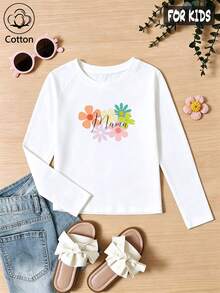 Girls' Cute Printed Long-Sleeve Casual Sports T-Shirt With Set-In Sleeves And A Round Neckline - White - View 9