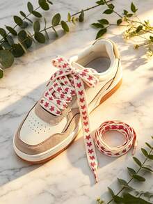 1 Pair 120CM Red Rose Star Pattern Wide Shoelaces Fit For Training Shoes, Canvas Shoes, Skate Shoes, Versatile Replacement Decorative Shoelaces/Shoelaces Only, Shoes Not Included - Multicolor - View 7