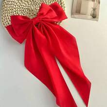 1pc Oversized Satin Bow Hair Accessory, Women's Large Ribbon Hair Clip, French Style Hair Clip, Long Tail Big Bow Hair Accessory, Suitable For Girls Wedding Party, Valentine's Day, Daily Wear - Multicolor - View 10