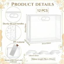 1/5/10 Pcs Transparent Gift Bags With Handles And Ribbons - Heavy Duty PP Material, Includes Ribbons, Hollow Handles, Suitable For Party Favors, Birthday Parties, Graduation Ceremonies, Weddings, Easter, Christmas Gift Packaging, Perfect Packaging Essential, Exquisite Gift Bags - Gift Wrapping Bag - View 4