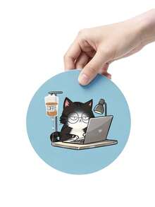 Cute Cat Pattern Mouse Pad With Wrist Rest, Round Office Gaming Desk Mat, Keyboard Wrist Rest, High-Definition Printing, EVA Material, Comfortable Wrist Support, Skin-Friendly Desk Pad, Desktop Protector, Work Gift, Suitable For Gaming And Office, Compatible With PC/Laptop/Wireless Mouse, Holiday Gift, Party Gift, Promotion Gift - Multicolor - View 13