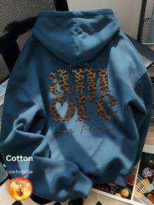 Autumn Winter Leopard Letter Print Y2K - Cow Blue - View 4