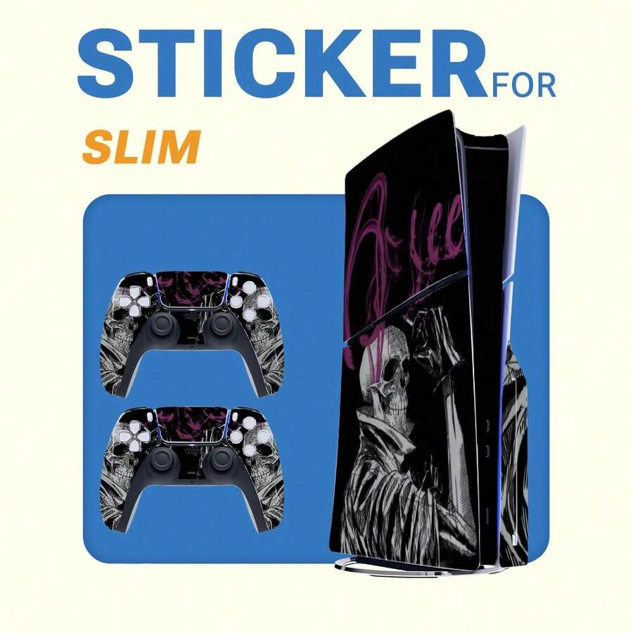 1 Set Printed Pattern Skin Stickers For Slim Game Console, Waterproof Scratch-Resistant Personalized Decorative Protective Film For Controller - View 1