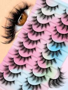 10 Pairs False Eyelashes Set, 4 Styles Fluffy Strip Lashes, Wispy Dramatic Volume Lashes, Lightweight Soft Lash Band, Reusable DIY Fake Eyelashes For Daily Wear, Party, Date, Night Out, Christmas, New Year, Festival & Glam Makeup - Black - View 13