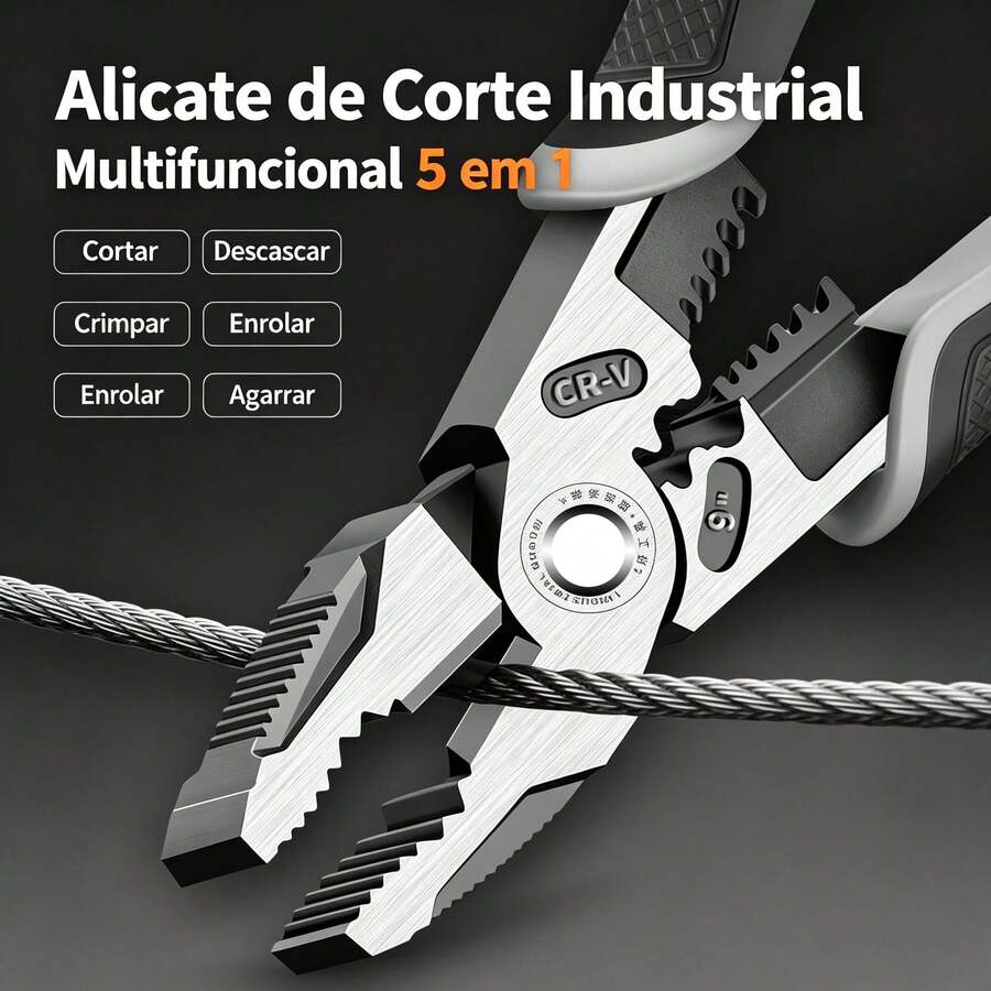 Opção 1 (Português - Foco em SEO e busca direta):  Alicate Multifuncional 9 Polegadas Em Aço Cromo-Vanádio Para Instalação Elétrica Corte Descascamento E Crimpagem Punho Isolado - modelo básico - Visão 1