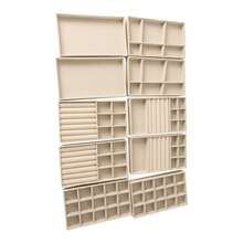 Jewelry Organizer Trays Beige Flannelette 10 Pack Removable Divider Drawer Insert For Ring Earring Necklace Watch Storage Display - Beige - View 3