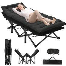 Folding Camp Bed For Adults Portable Camping Cot With Mattress - Black - View 1
