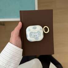 Casing Earphone Motif Gajah Polkadot Biru dengan Cincin Gantung, Kompatibel dengan Apple 5/ Pro 3/Pro 2/ 4/ 3/1/2, Pelindung Minimalis Lucu untuk Wanita - Putih - View 1