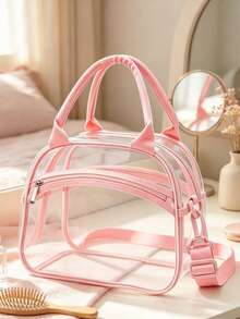 Portable Transparent PVC Lunch Bag, Large Capacity Lunch Bag, Suitable For Office Workers And Students, Travel Storage Bag, Reusable Transparent Snack Storage Bag, Perfect For Outdoor Picnic, Camping And Travel - Multicolor - View 8