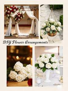 1/5/9pcs Artificial Velvet White Rose Bouquet, Bulk Wholesale, Suitable For Wedding Table Flowers, Bridal Bouquet, Home Decor, Room Arrangement, Christmas Decoration - White - View 8