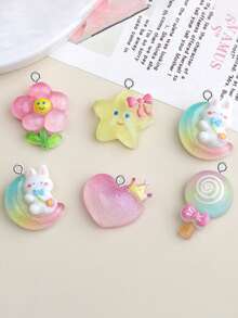 10/20pcs Resin Glow-In-The-Dark Cute Cartoon DIY Jewelry Accessories Earrings Necklace Pendants Doll Machine - Multicolor - View 2
