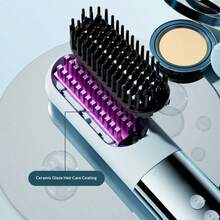 Multifunctional Straightening Comb & Curling Iron, Minimalist Design, 3 Temperature Settings, Suitable For Straight And Curly Hairstyles, Fast Heating, LED Display, USB Rechargeable, Portable Straightening Comb, Professional Styling Tool - Multicolor - View 10