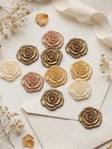 20/50pcs 3D Rose Wax Seal Stickers, Wedding Invitation Envelope Seal Stickers, Self-Adhesive Envelope Seal, Suitable For Weddings, Invitations, Envelopes, Gift Packaging, Christmas And Other Occasions. - 3D Rose Wax Seal - View 1