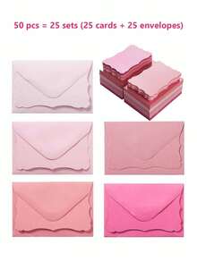 10/50/100pcs Pink Wavy Edge Envelopes, 3.94X2.76 Inch Small Gift Envelopes, Suitable For Cards, Wedding Invitations, Gift Cards, Crafts, Birthday Parties, Thank You Cards - Multicolor - View 8