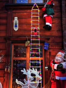 59.06IN Christmas Ladder Light, USB Powered LED Christmas Candy Ladder Light, Decorative Ladder Light, USB Powered, Suitable For Home, Porch, Window, Wall, Christmas Tree Outdoor Indoor Decoration, Christmas Holiday String Lights Pendant, Santa Claus Climbing Ladder Light Decoration, Yard Lawn Holiday Decoration Atmosphere Light, Porch Hallway Landscape Light Wall Lamp - Christmas Ladder Lights - View 8