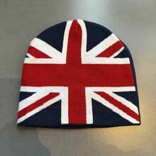 1 buah Topi Rajut Jacquard Union Jack Gaya Eropa & Amerika, Topi Rajut Hip-Hop Hangat Unisex Musim Gugur/Dingin yang Dapat Dipersonalisasi - A - View 6