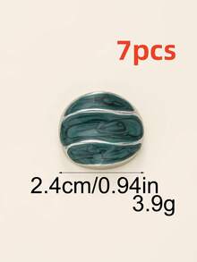 7 قطع أزرار يدوية مستديرة عتيقة، أزرار معدنية بتأثير الرخام مع حافة ذهبية، مشابك خياطة زخرفية للملابس والأقمشة DIY - متعدد الألوان - مشاهدة 8