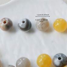 10/20/30pcs Dual-Color Faux Jade Texture Large Hole Round Beads, Acrylic Straight Hole Loose Beads For DIY Jewelry, Phone Chains, Bracelets - Multicolor - View 5