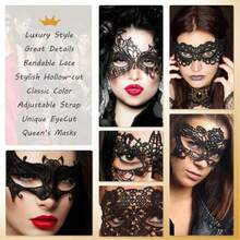 Topeng Masquerade untuk Wanita, Topeng Renda Venesia untuk Halloween, Kostum Pesta, Mardi Gras, Karnaval, Cosplay - A - View 4