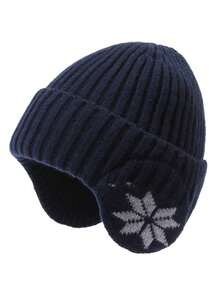 1pc Unisex Adult Winter Outdoor Sports Warm Fleece Earflap Knit Hat - Multicolor - View 3