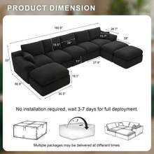 [2-4 unidades] Sofá modular de 105 a 160,9 pulgadas, sofá sin estructura para la sala de estar, sofá en forma de L con otomana convertible, sofá modular con asiento profundo, cojines suaves y cómodos, no requiere montaje. - Gris - Ver 5