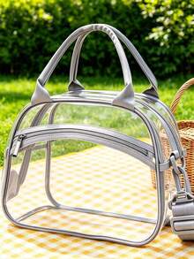 Portable Transparent PVC Lunch Bag, Large Capacity Lunch Bag, Suitable For Office Workers And Students, Travel Storage Bag, Reusable Transparent Snack Storage Bag, Perfect For Outdoor Picnic, Camping And Travel - Multicolor - View 1