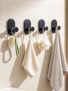 Adhesive Wall Hooks, No Drill Towel Hooks, Heavy Duty Waterproof Self Adhesive Hook For Bathroom, Shower, Kitchen, Hanging Towel, Robe, Key, 4 Packs, Towel Hanging Hook - Multicolor - View 9