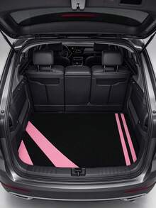 1pc Black & Pink Color Block Car Trunk Mat, Geometric Line Design Cargo Liner, Non-Slip Waterproof Rear Boot Floor Protector, Minimalist Stylish Interior Accessories For Women, Universal Fit For Sedans, SUVs, Trucks, Easy Clean Dustproof Pad - A - View 4