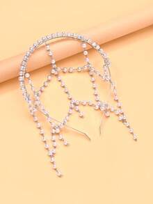 STONEFANS 1pc New Baroque Pearl Headband European American Mesh Hair Accessory Elegant Bridal Wedding Hair Chain - Multicolor - View 8