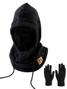 1pc/2pcs Unisex Warm Windproof Winter Hat, Outdoor Fleece Hat, Windproof Drawstring Hat, With Stitching Label Letter, Windproof Head Cover, Suitable For Mountain Biking, Motorcycle Face Mask Hat, All-In-One Cold-Proof Scarf Hat, Essential For Motorcycle Riding - Multicolor - View 18