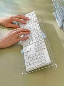 15° Slanted Wrist Support Transparent Minimalist Keyboard Desk Extension Stand, Stable Adjustable Height Desktop Stand For Typists, Office Workers, Home Office Typing Work, Back To School - Multicolor - View 1